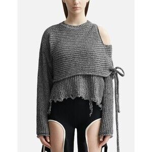 OTTOLINGER Wrap Knit Sweater Gray Melange Sweetwear Grunge Goth Emo